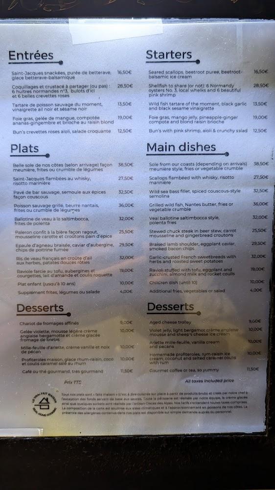 Restaurant L'Aquilon - Pourville sur mer - Menu Image 1